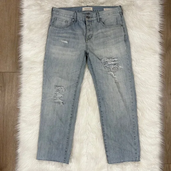 PacSun Boyfriend Jeans Light Wash Distressed Ripped Raw Hem Women's Size 28 - Picture 1 of 10